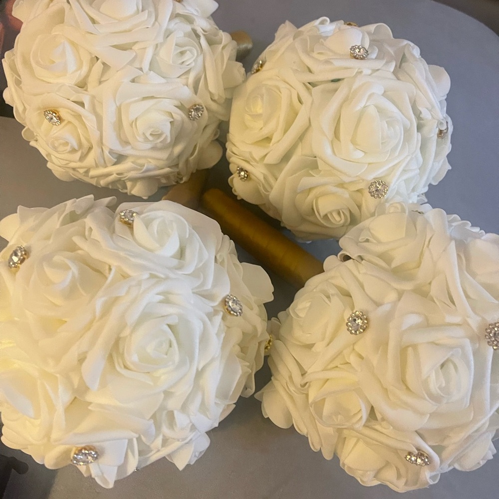 White silk bouquets